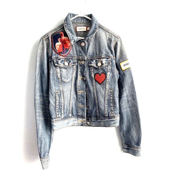 Aritzia Sunday Best Women's Cotton Denim Button Up Embroidery Trucker Jacket S - Picture 2 of 16